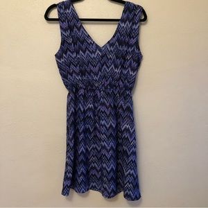 Sleeveless V Neck  Blue Dress